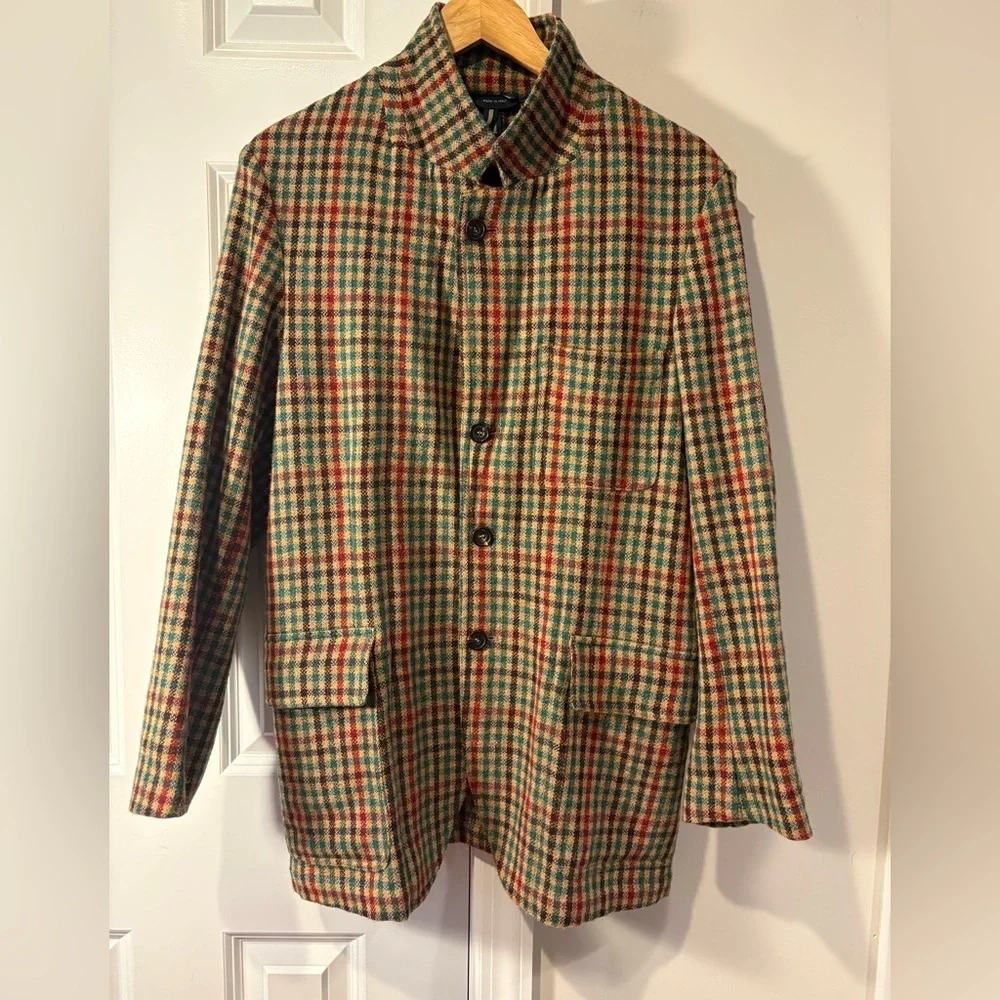 Drakes Plaid Tweed Wool Jacket